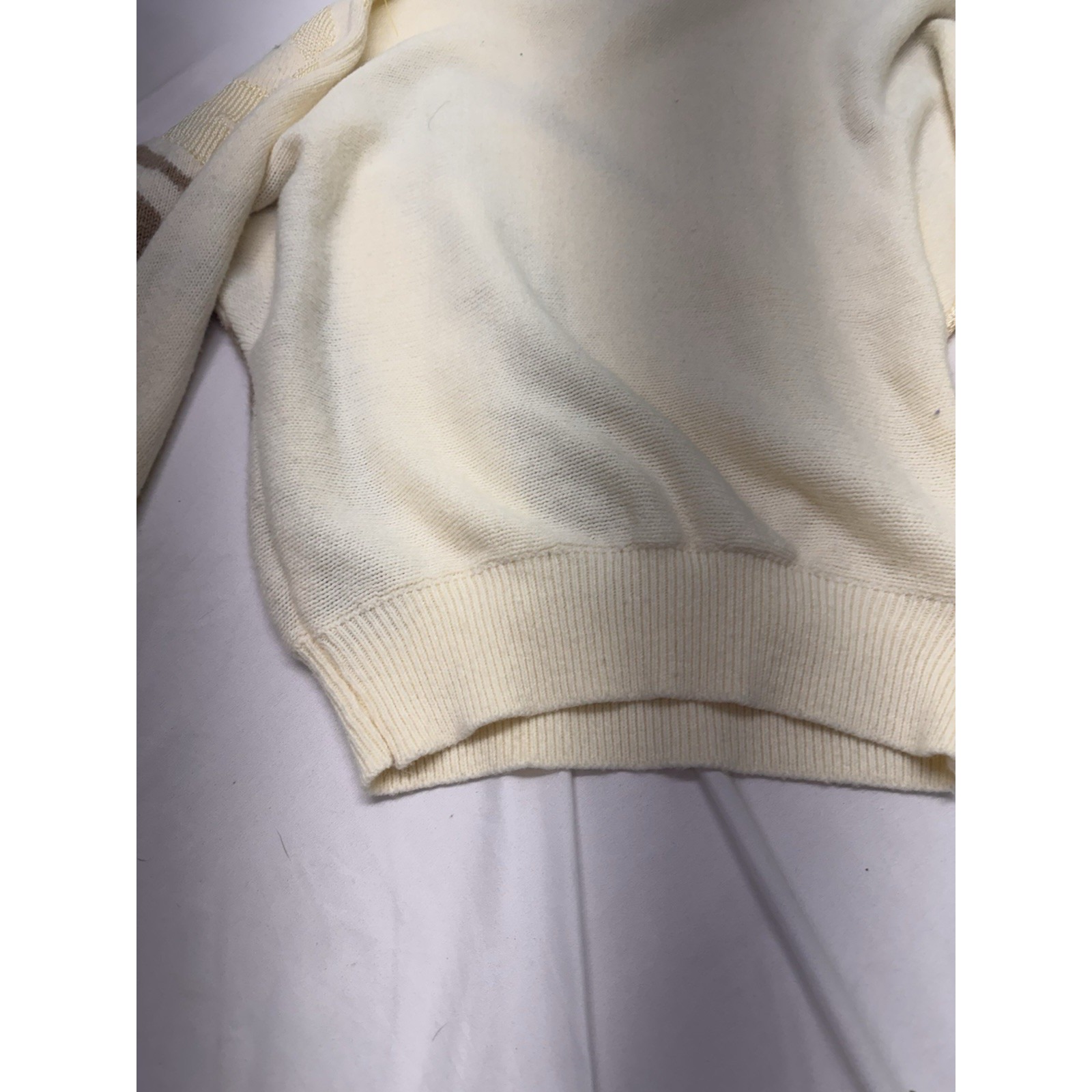 Vintage Oversized 80's White Stag Sweater Cream & Brown Cable Knitting Sz Med — image 6 of 6